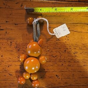 Bakelite Orange Beaded Animal Cat